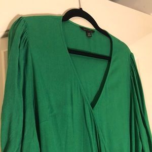 Banana Republic Kelly Green Wrap Blouse